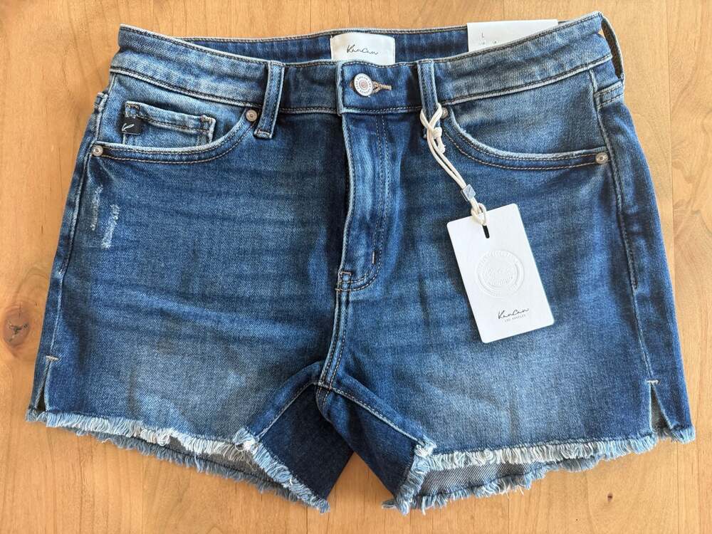 KanCan High Rise Raw Hem Denim Shorts Size L